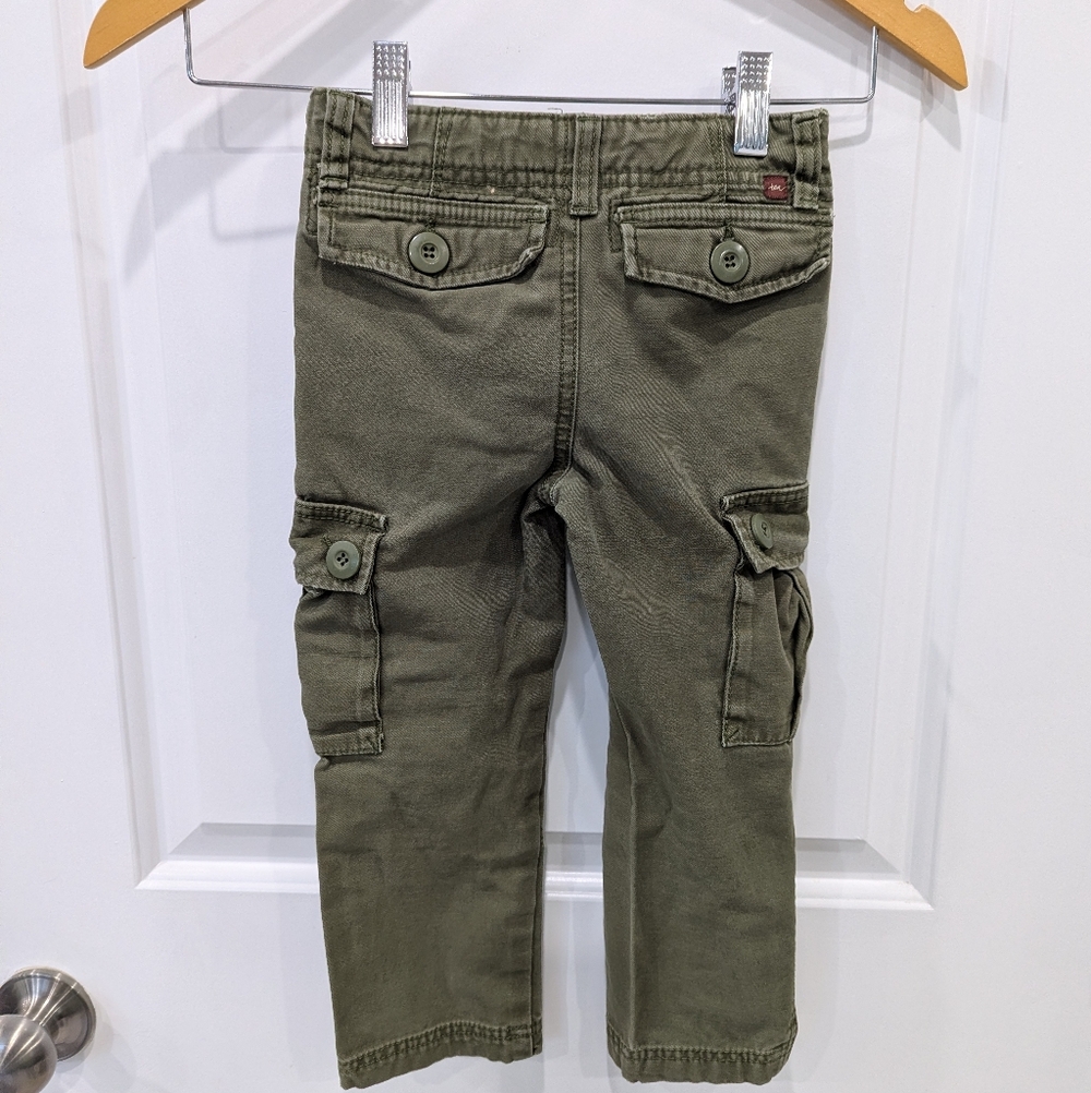 Tea Collection Olive Green Cargo Pants 100% Cotton Boys Kids Toddler Size 4 - Picture 3 of 7